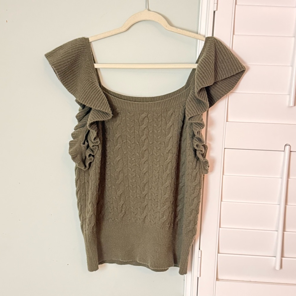 a new day Off-the-Shoulder Ruffle Sweater - Olive - Picture 2 of 7